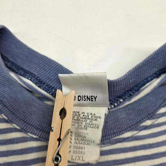 Vintage 90s Disney Store Mickey Mouse T Shirt Striped USA Distress Stain READ - Picture 5 of 16